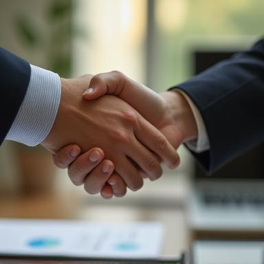 Handshake symbolizing business partnership